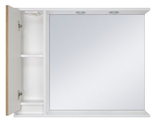 Зеркальный шкаф с подсветкой Misty Адриана левый 90см дуб Вотан/белый